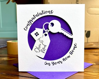 Papercut House Key Personalised New Home Card