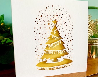 Papercut Snow Globe Personalised Christmas Card