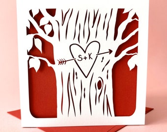 Personalised Engraved Tree Heart Card