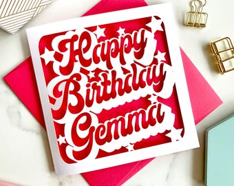 Personalised Groovy Birthday Papercut Card