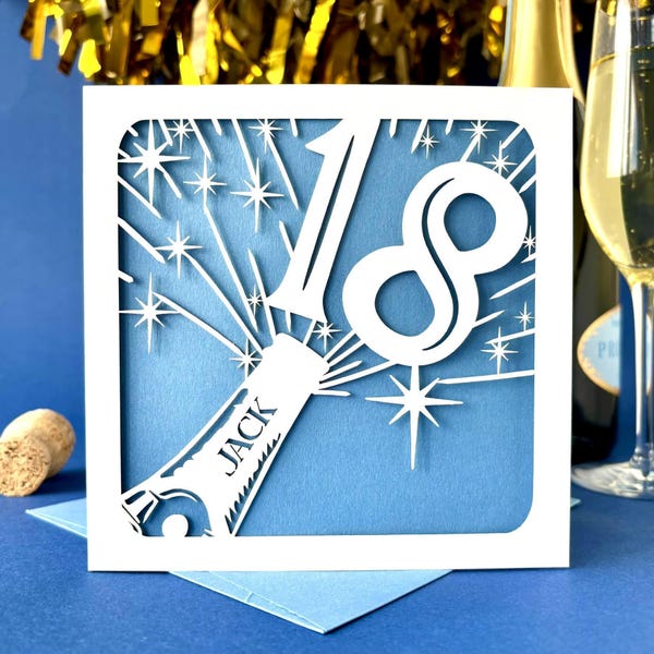 Champagne Bottle Personalised 18th Birthday Card