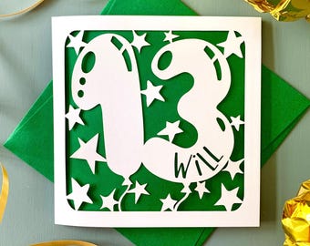 Balloon Personalised 13th Birthday Card