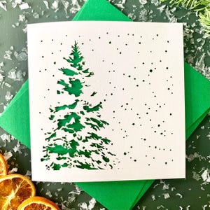 Tree In The Snow Papercut Christmas Card