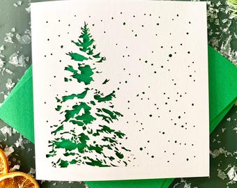 Tree In The Snow Papercut Christmas Card