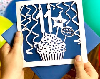 Cupcake Personalised 11th Birthday Card