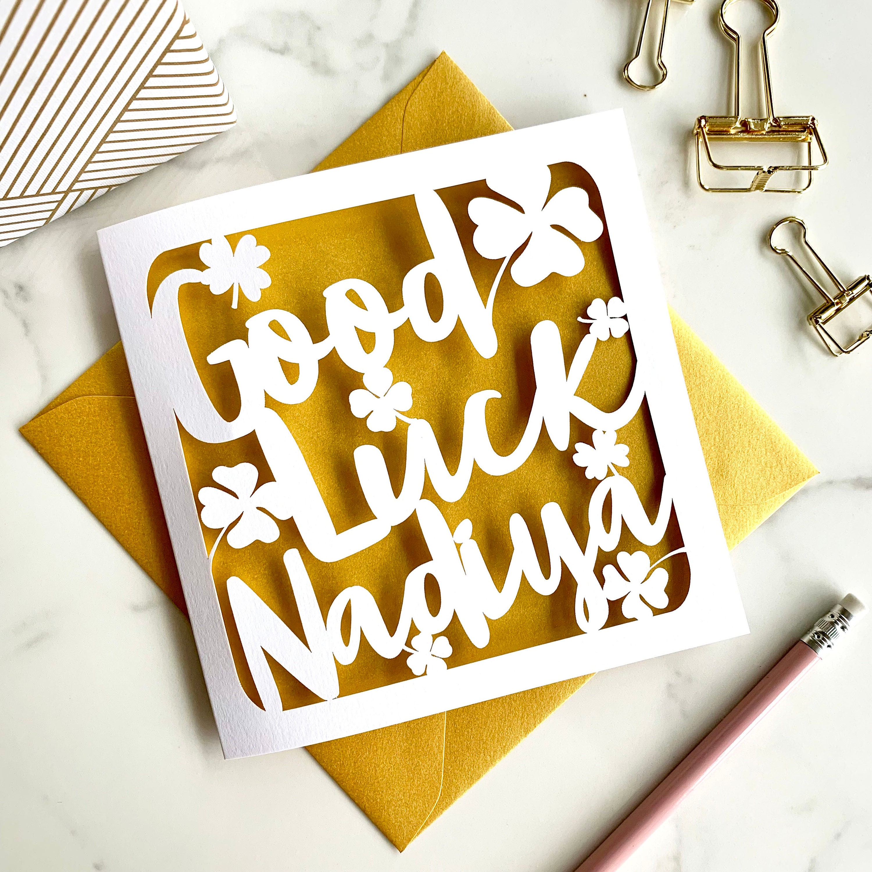 Personalised Good Luck Card - Etsy