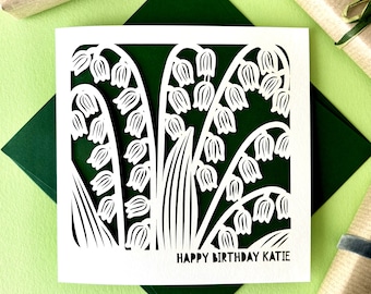 Personalised May Lily of the Valley Birth Flower Card