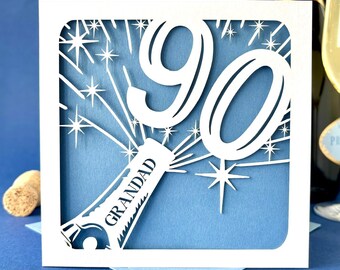 Champagne Bottle Personalised 90th Birthday Card