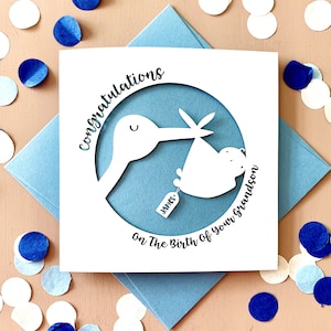 Stork Personalised New Grandparents Card