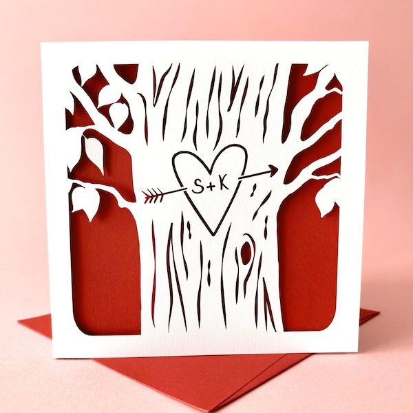 Personalised Engraved Tree Heart Card