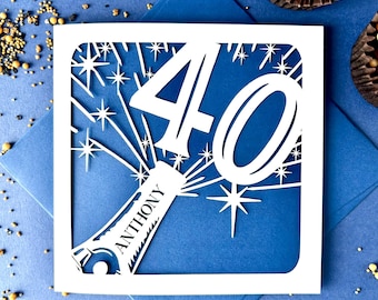 Champagne Bottle Personalised 40th Birthday Card