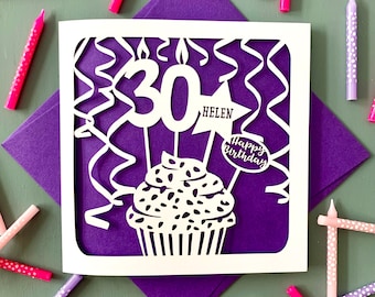 Cupcake Personalised 30th Birthday Card