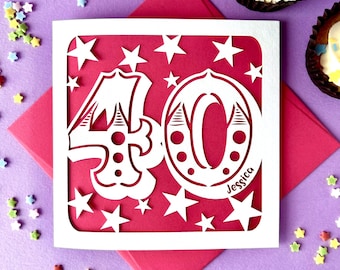 Big Number Personalised 40th Birthday Card