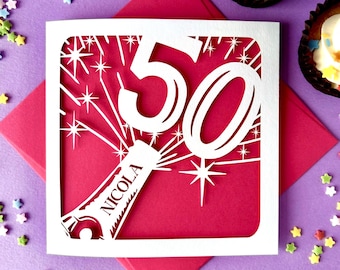 Champagne Bottle Personalised 50th Birthday Card
