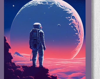 Moon Watcher | Astronaut | Colorful Art | Digital Prints | Trendy | Digital Art Prints | Art Deco | Printable Poster | Digital Download
