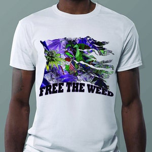 FREE THE WEED Collection (IL1) Tees (American Dreams Cannabis T-shirts) Crafted after the Million Dollar Digital Artwork IL1 from Pops
