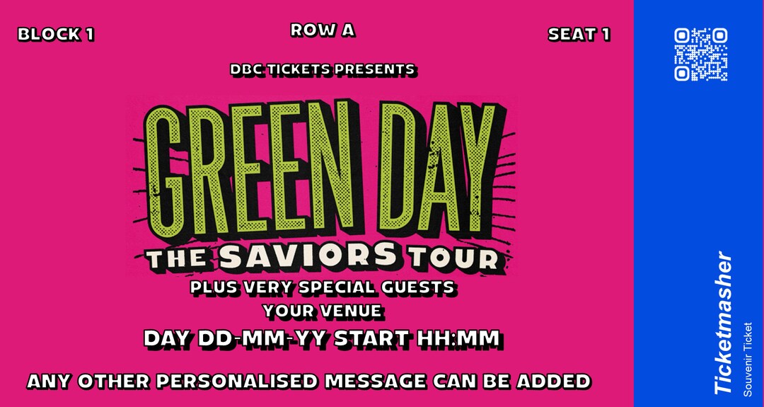 Ticketmasher Green Day Saviours Tour Surprise Gift Ticket Etsy UK