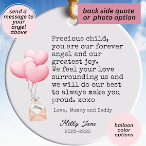 Baby Girl Memorial Gift Infant Remembrance Pregnancy Loss Miscarriage Stillborn Infant Child Loss Keepsake Angel Baby Memorial Ornament