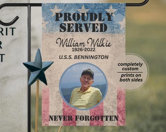 Military Memory Flag Photo Memorial Tribute Garden Flag Memorial Day Grave Decoration Loss of Father Military Sympathy Gift Father&#39;s Day