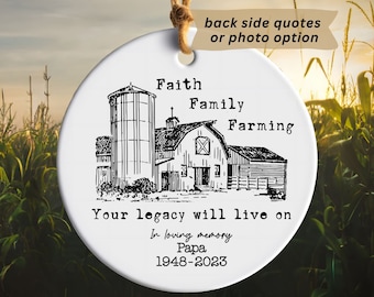 Farming Heaven Memorial Ornament In Memory Of A Farmer Farming In Heaven Farm Memory Ornament Custom Photo Ornament Both Sides Dad Memory