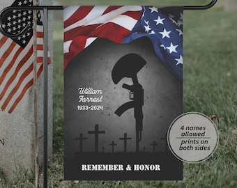 Military Veteran Flag Gift Loving Tribute Customized Soldier Remembrance Personal Garden Flag Father&#39;s Day Memorial Gift Loss Of Grandfather