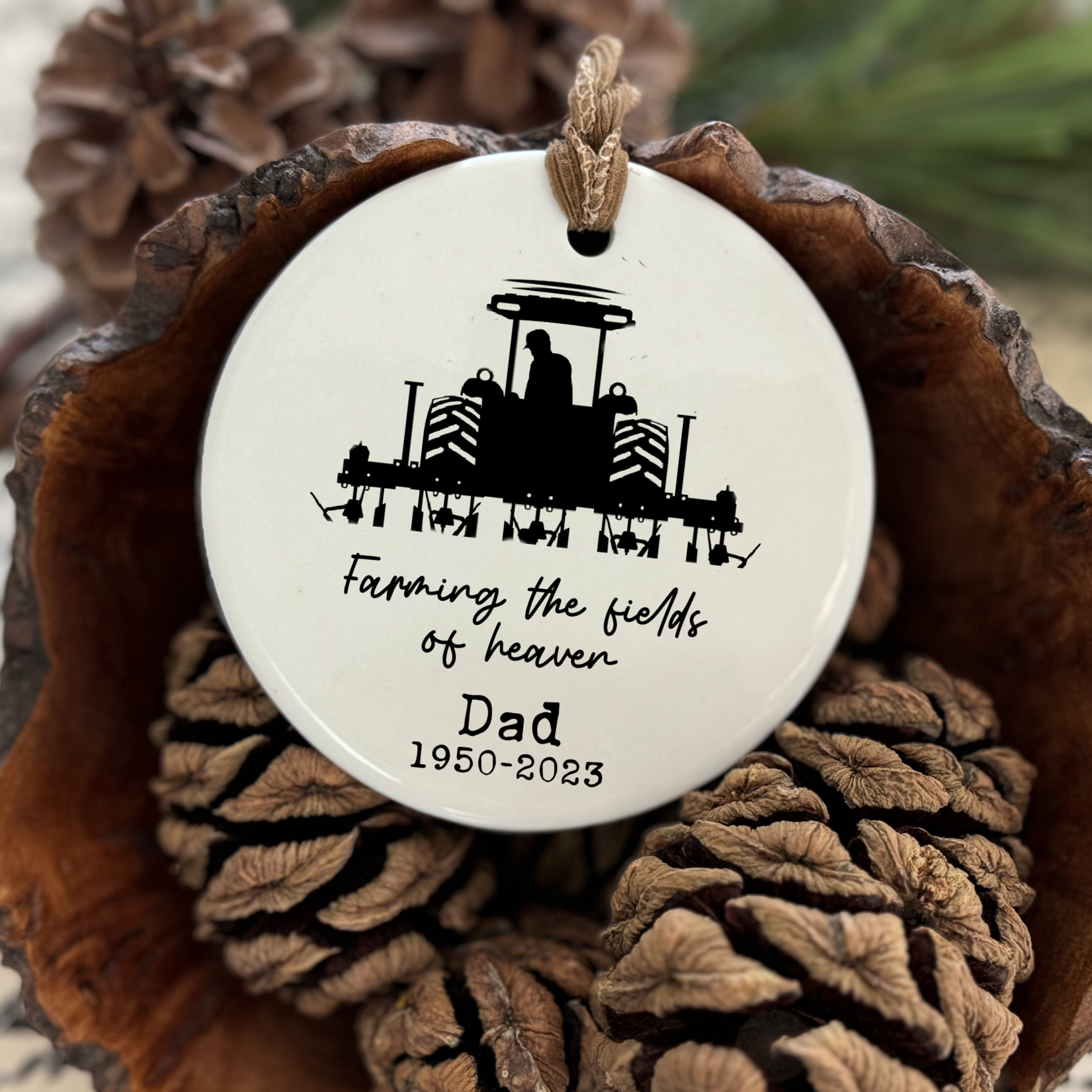 Memorial Gift for Farmer in Memory of Dad Farming Ornament Christmas