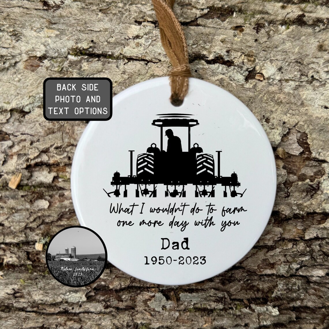 Memorial Gift for Farmer in Memory of Dad Farming Ornament Christmas