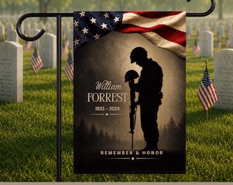 Military Veteran Flag Gift Loving Tribute Customized Soldier Remembrance Personal Garden Flag Father's Day Memorial Gift Loss Of Grandfather