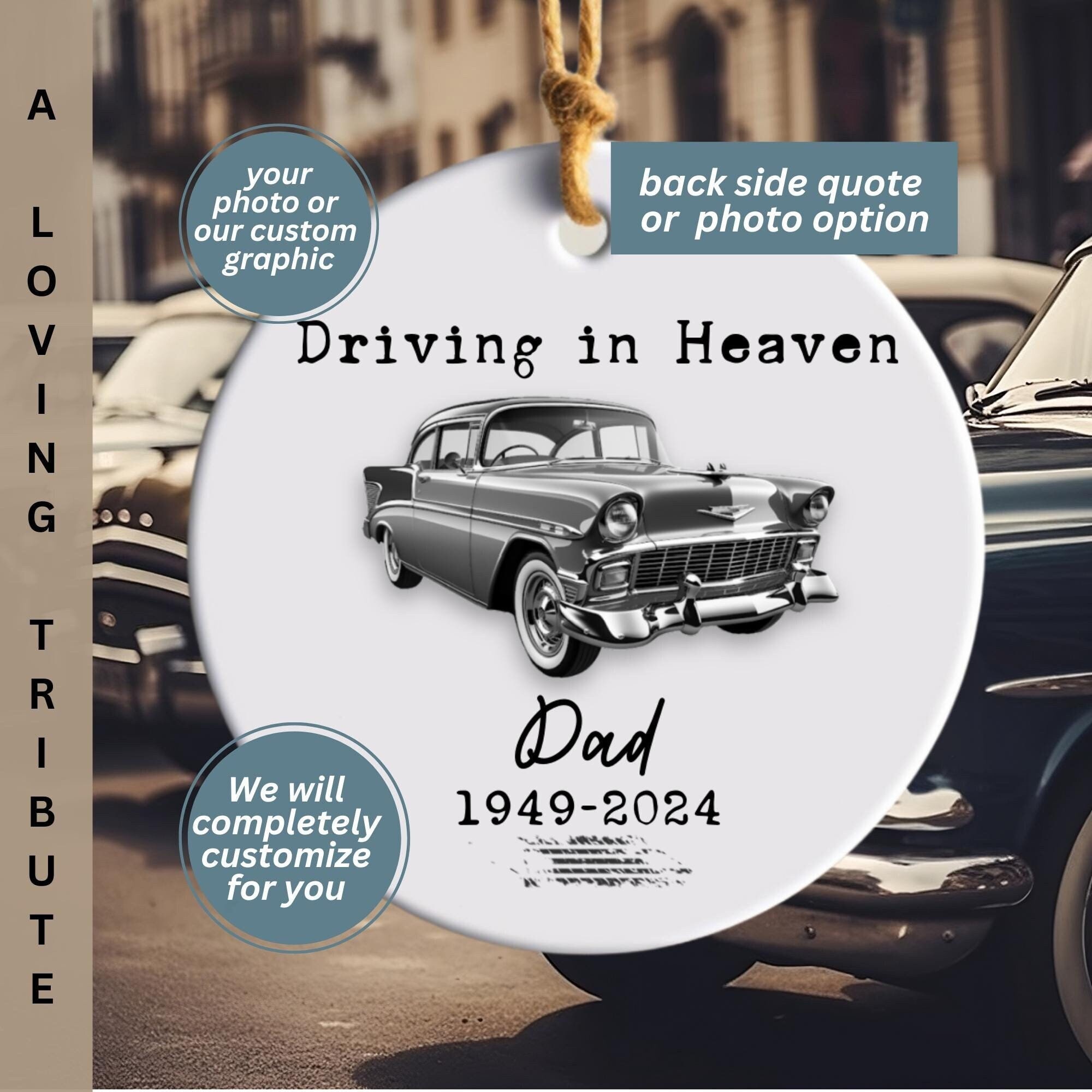 Memorial Gift Loss of Dad Vintage Car Memorial Ornament Car