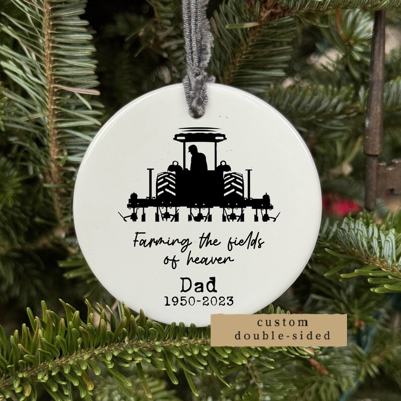 Memorial Gift for Farmer in Memory of Dad Farming Ornament Christmas