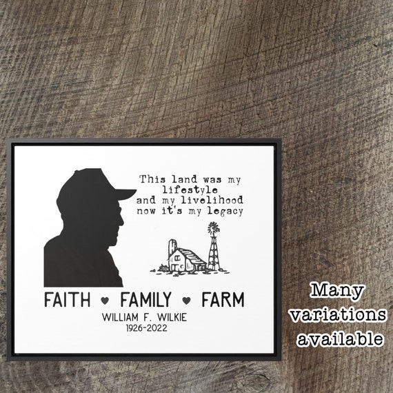 Memorial Gift Loss Of Farmer Memorial Personalized Silhouette Loss Of Father Canvas Papa Memorial Plaque Funeral Gift For Loss Of Loved One