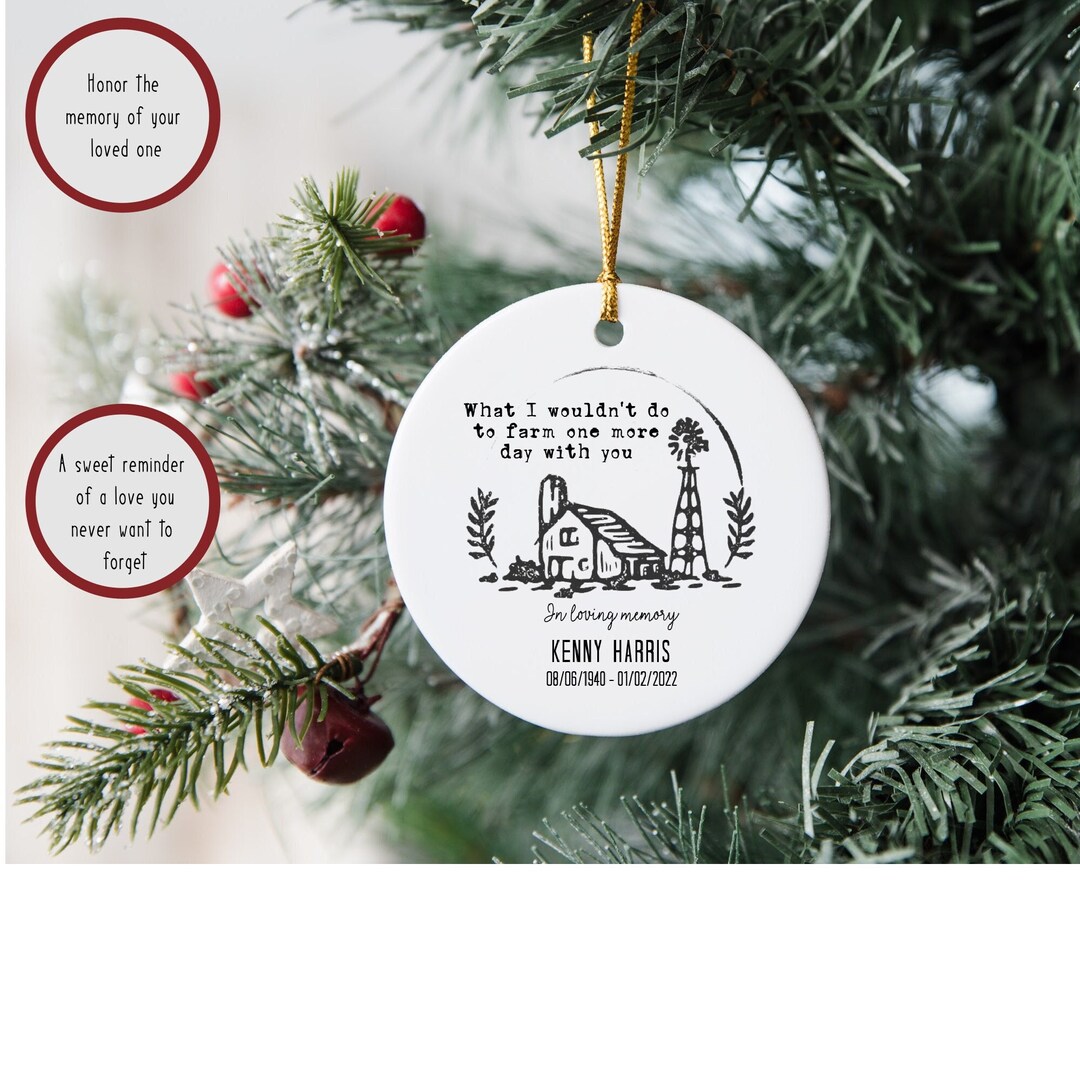 Memorial Gift for Farmer in Memory of Dad Farming Ornament Bereavement
