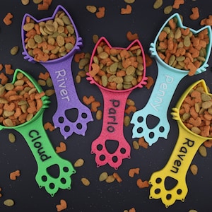 Personalized Cat Food kibble Scoop Custom Cat Scoop Pet Kibble Scoop Pet Food dispenser Cat Measuring Scoop New Cat Gift Idea Cat Lover Gift