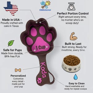 Personalized Dog Food Scoop - Custom Pet Measuring Scoop with Name - Paw Shaped Portion Control Bild 2