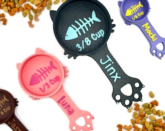 Personalized Cat Food Scoop: Custom Kibble Dispenser, Measuring Tool