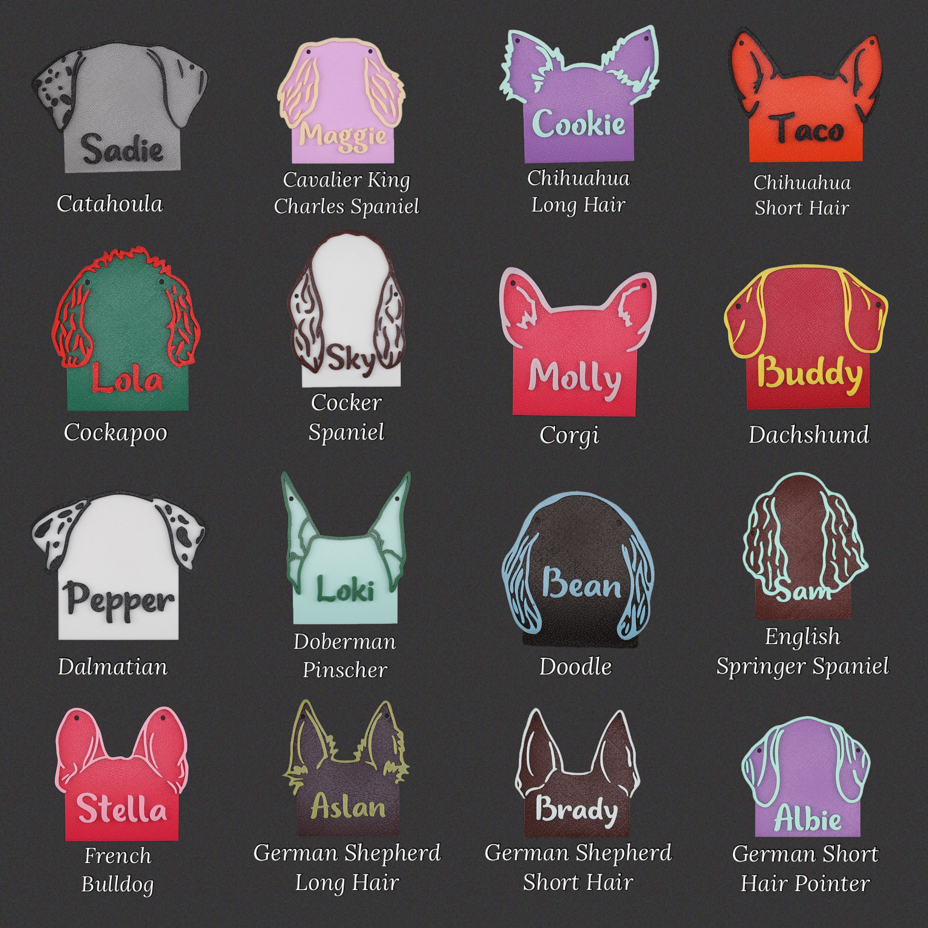 Personalized Dog Ears Name Sign Custom Kennel Name Plate Custom Puppy Ears Sign Personalized Crate Custom Pet Sign Dog House Sign Dog Tag