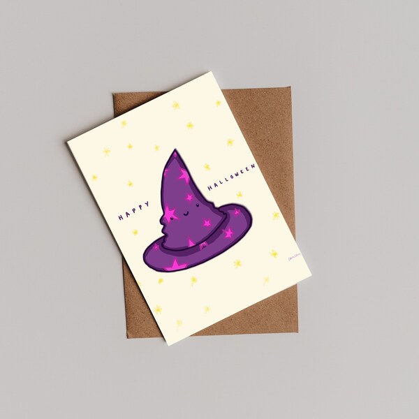 Halloween Card Cute Halloween Hat A5 + A4 format || DIGITAL DOWNLOAD