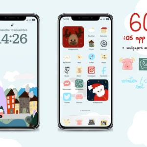 60 app icons - winter / christmas themed app icons set || DIGITAL DOWNLOAD