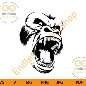 Gorilla SVG, King Kong Svg, Gorilla Clipart, Gorilla Head Clipart, Cricut, Clipart, Cut file, Svg file for cricut, Digital Download File