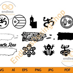 Puerto Rico Bundle Svg, Puerto Rico Png, Taino Svg, Garita Svg, Puerto Flag Svg, Coqui Svg, Cricut, Silhouette, Téléchargement immédiat