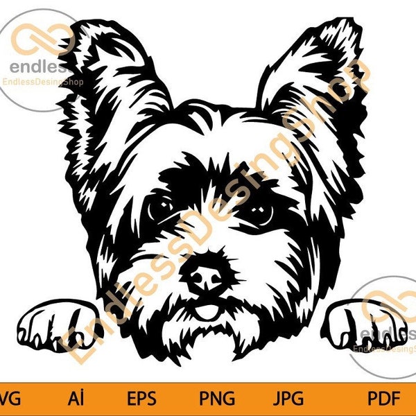 Yorkshire Terrier svg, Peeking yorkie svg, yorkshire svg, vector svg for cricut, clipart, shirt design vinyl, Dog Cut file, laser cnc file