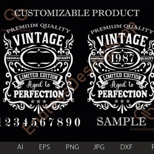 Aniversário Vintage Svg, Envelhecido até a perfeição svg, Camiseta de qualidade premium de aniversário, Svg de edição limitada, Arquivos Cricut, Download instantâneo, svg dxf
