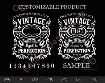 Anniversaire vintage Svg, Vieilli à la perfection svg, T-shirt anniversaire de qualité premium, Édition limitée Svg, Cricut Files, Téléchargement instantané, svg dxf