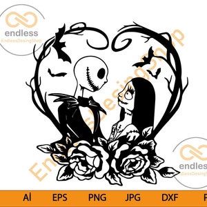 Jack und Sally svg, Halloween svg, Jack Skellington svg, digitaler Download, Nightmare svg, Jack und Sally Bundle svg, Jack Lächeln Gesicht svg