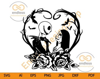 Jack and Sally svg, Halloween svg, Jack Skellington svg, Digital Download, Nightmare svg, Jack and Sally Bundle svg, Jack smile face svg