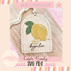 Scallop Lemon Tag Laser SVG File, Basket Tag, Kids SVG, Commercial SVG, Fruit SVG, Digital