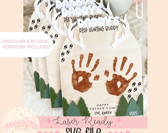Hirsch jagen Vatertag Handabdruck Zeichen SVG-Datei, Kinder Vatertag Laser SVG, Geschenke für Papa, kommerzielle svg, Vatertag Digitale Datei,