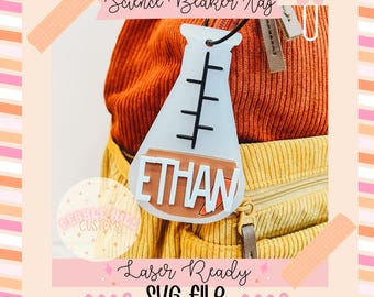 May include: A white science beaker tag with the name "ETHAN" printed on it. The tag is laser ready and comes as an SVG file.