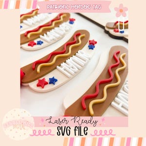 Patriottische hotdog 4 juli voetafdruk teken laser SVG-bestand, patriottische laser SVG, ijslolly laser SVG, baby Sign SVG, commerciële laser SVG,