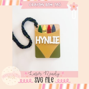 Etichetta per scatola di pastelli a cera in formato SVG, Cartello scolastico in formato SVG, Etichetta laser per bambini, Primo giorno di scuola, Etichetta regalo per insegnanti, Etichetta di ringraziamento per gli insegnanti